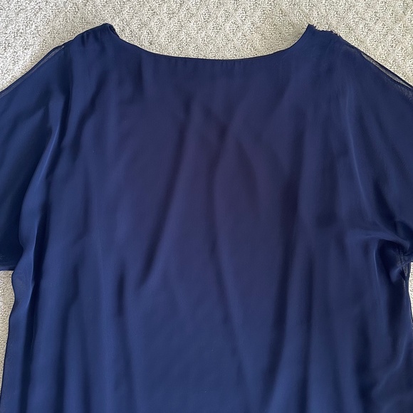 Xscape Embellished Split Sleeve Chiffon Shift Dress Navy Size 18W Cocktail - Picture 12 of 15